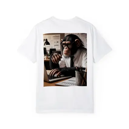 Chimpanzee Working At Office Desk