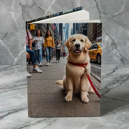 Golden Retriever Puppy Sitting New York City Street