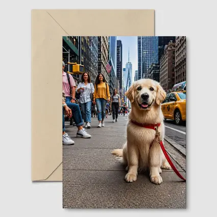 Golden Retriever Puppy Sitting New York City Street