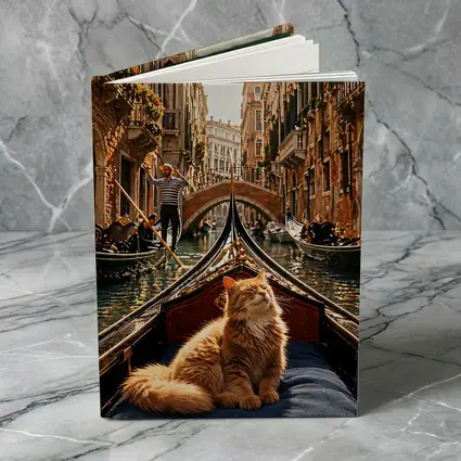 Ginger Cat Riding Gondola Venice Canal