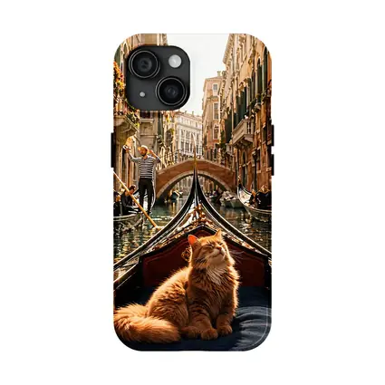 Ginger Cat Riding Gondola Venice Canal