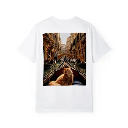 Ginger Cat Riding Gondola Venice Canal