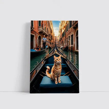 Ginger Cat Riding Gondola Venice Canal