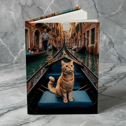 Ginger Cat Riding Gondola Venice Canal