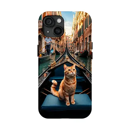 Ginger Cat Riding Gondola Venice Canal