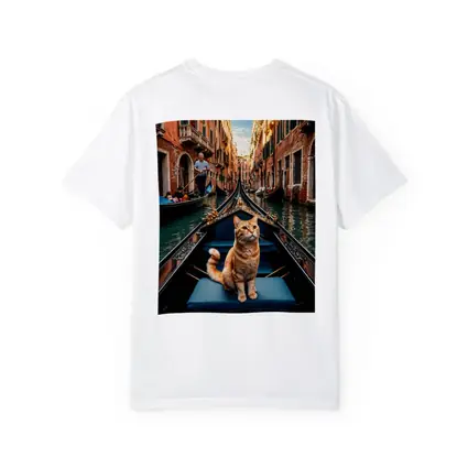 Ginger Cat Riding Gondola Venice Canal