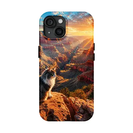 Cat Sitting At Grand Canyon Sunset View
