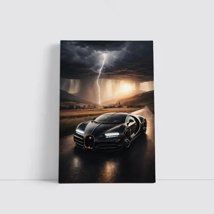 Bugatti La Voiture Noire Thunderstorm Road