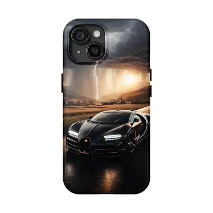 Bugatti La Voiture Noire Thunderstorm Road