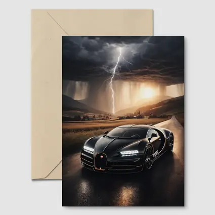 Bugatti La Voiture Noire Thunderstorm Road
