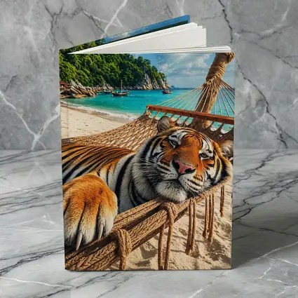 Tiger Relaxing in Hammock Tropical Beach