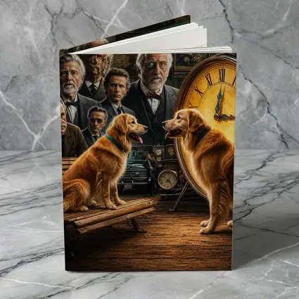 Golden Retrievers Men Vintage Clock Scene