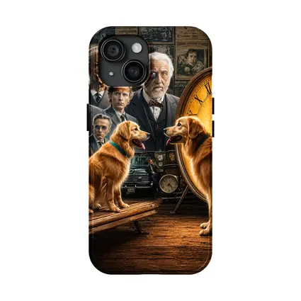 Golden Retrievers Men Vintage Clock Scene