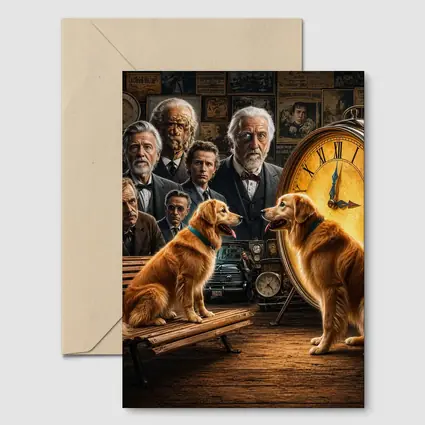 Golden Retrievers Men Vintage Clock Scene
