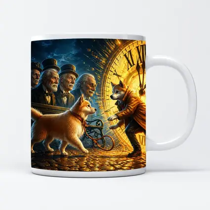 Shiba Inu Dog Giant Clock Fantasy Scene