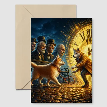 Shiba Inu Dog Giant Clock Fantasy Scene