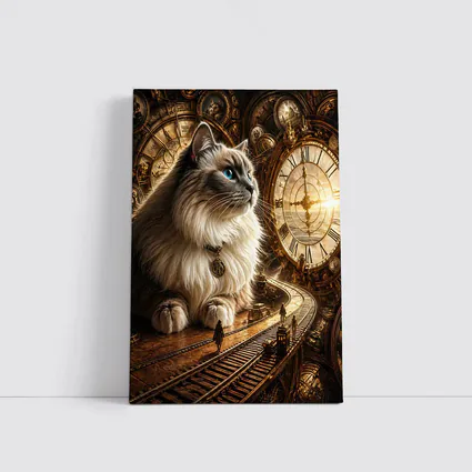 Ragdoll Cat Steampunk Clocks Fantasy Scene