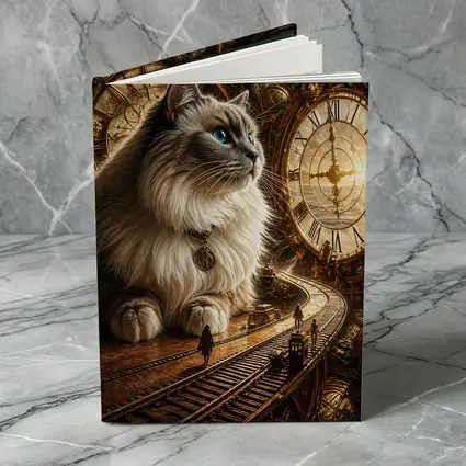 Ragdoll Cat Steampunk Clocks Fantasy Scene