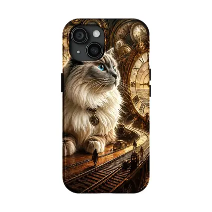 Ragdoll Cat Steampunk Clocks Fantasy Scene