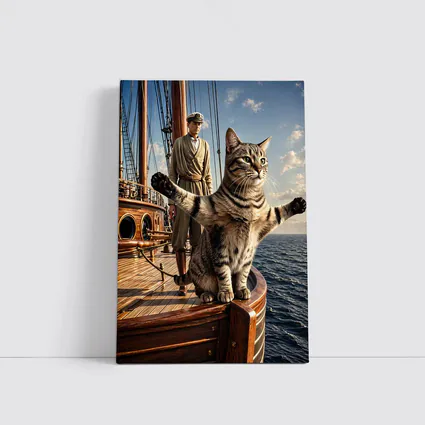 Tabby Cat Sailing Ship Ocean Adventure