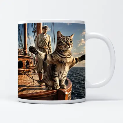 Tabby Cat Sailing Ship Ocean Adventure