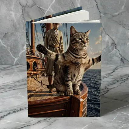 Tabby Cat Sailing Ship Ocean Adventure