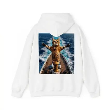 Bengal Cat Standing on Ship Bow Ocean
