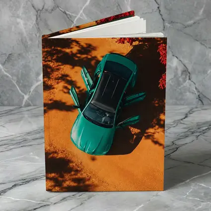 Green BMW M3 Aerial View Red Trees