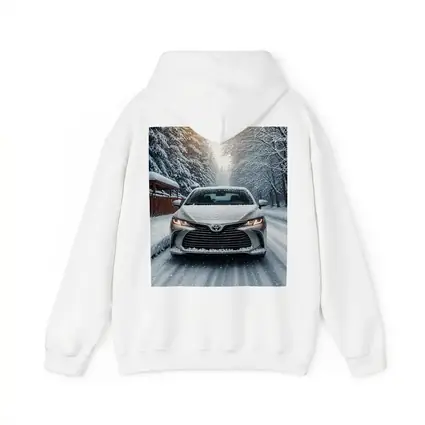 Toyota Camry Front View Snowy Forest Road