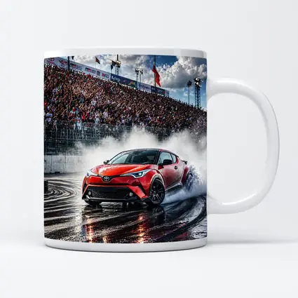 Toyota C-HR Drifting Wet Track Crowd