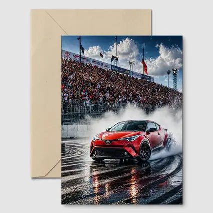 Toyota C-HR Drifting Wet Track Crowd