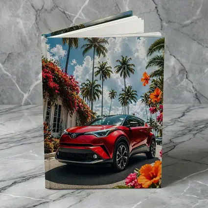 Toyota C-HR Red SUV Tropical Palm Setting