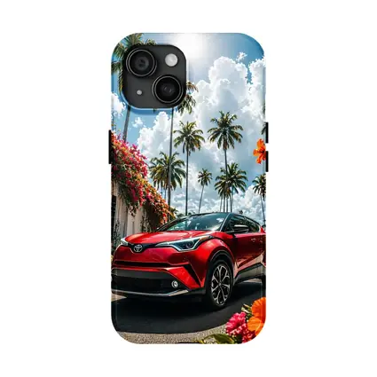 Toyota C-HR Red SUV Tropical Palm Setting