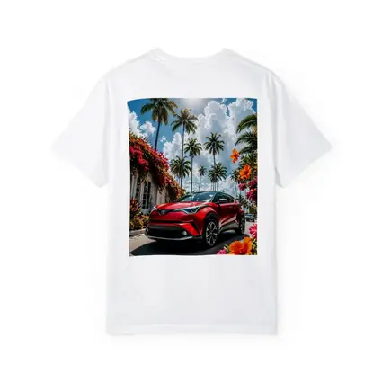 Toyota C-HR Red SUV Tropical Palm Setting
