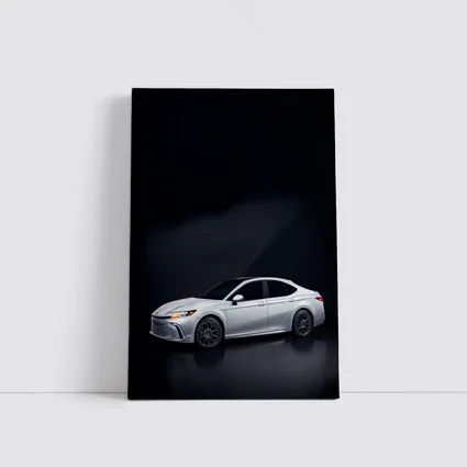 Toyota Camry White Sedan Dark Studio Background