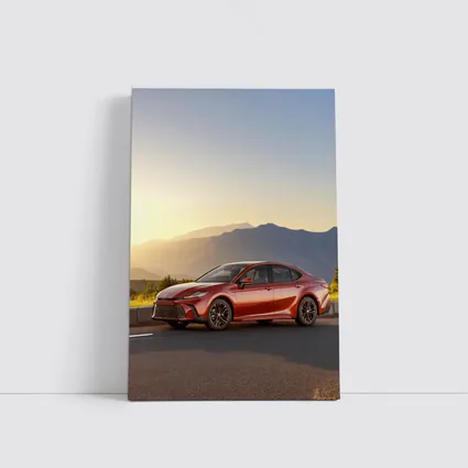 Toyota Camry Red Sedan Mountain Sunset