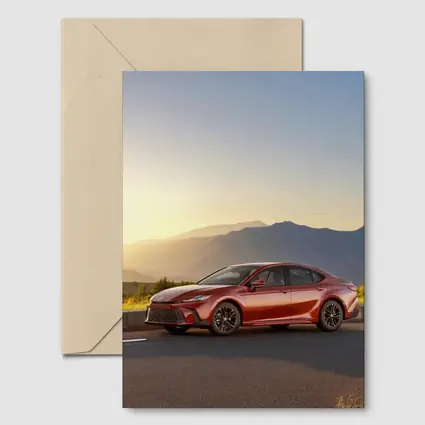 Toyota Camry Red Sedan Mountain Sunset