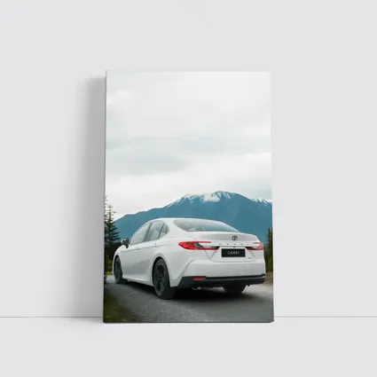 Toyota Camry White Sedan Mountain Road