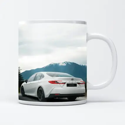 Toyota Camry White Sedan Mountain Road