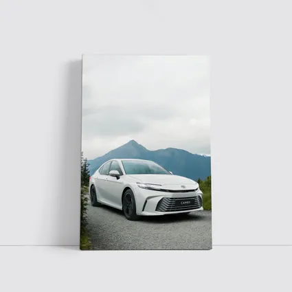 Toyota Camry White Sedan Mountain Road