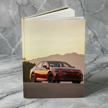 Toyota Camry Red Sunset Mountain Road