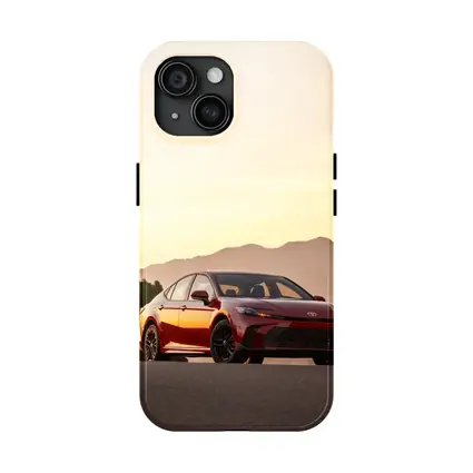 Toyota Camry Red Sunset Mountain Road