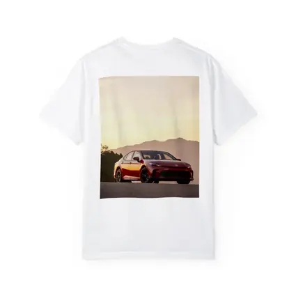 Toyota Camry Red Sunset Mountain Road