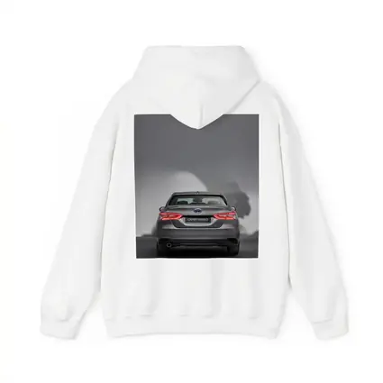 Toyota Camry Hybrid Rear View Gray Background