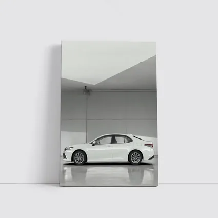 Toyota Camry White Minimal Garage Side View