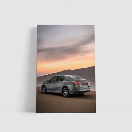 Toyota Camry Hybrid Gray Sedan Desert Sunset