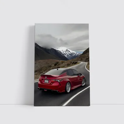 Toyota Camry Red on Mountain Road