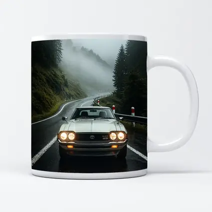 Toyota Celica Classic Car Foggy Mountain Road