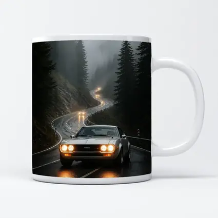 Toyota Celica on Foggy Mountain Road