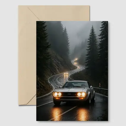 Toyota Celica on Foggy Mountain Road